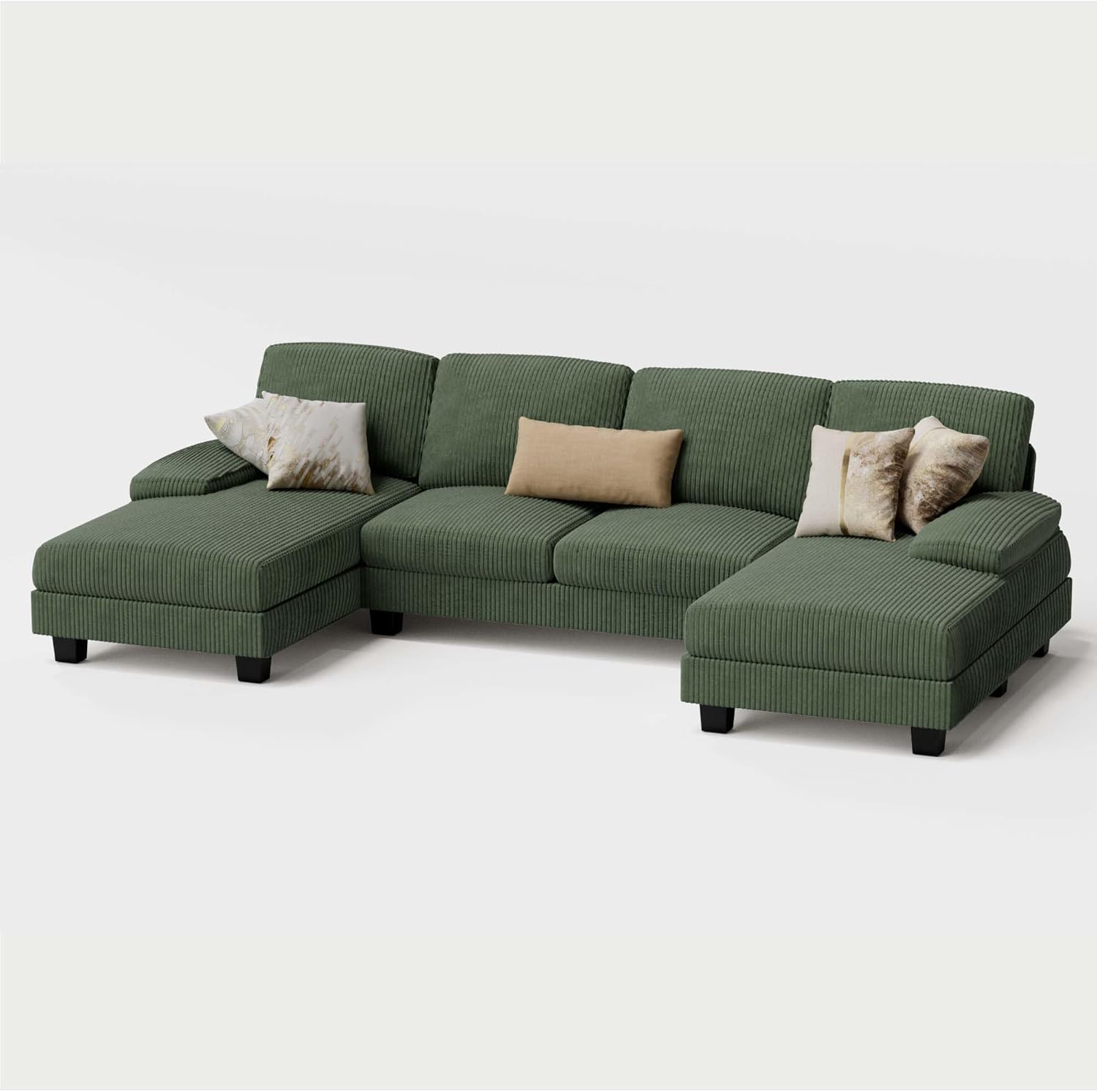 Furmax Sectional Couches for Living Room U-Shaped Sofa Couch Linen Fabric 4 Seat Sofa Set wourant