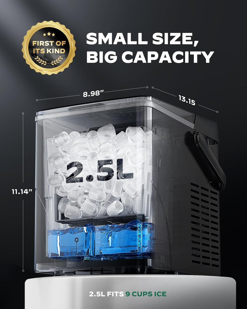 Silonn Countertop Ice Maker with Expanding Ice Basket, 9 Cubes in 6 Mins, 2.5L Ice Basket, Self-Cleaning Ice Maker with LED Touch Control, 2 Bullet Ice Sizes for Home, Kitchen, Office wourant