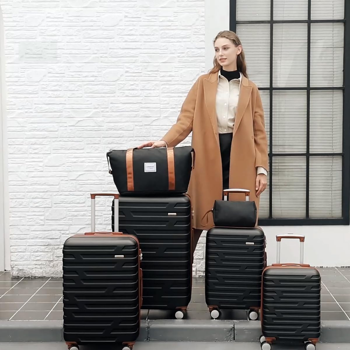 Luggage 6-piece hardshell expandable suitcase lightweight travel carry-on luggage set wourant