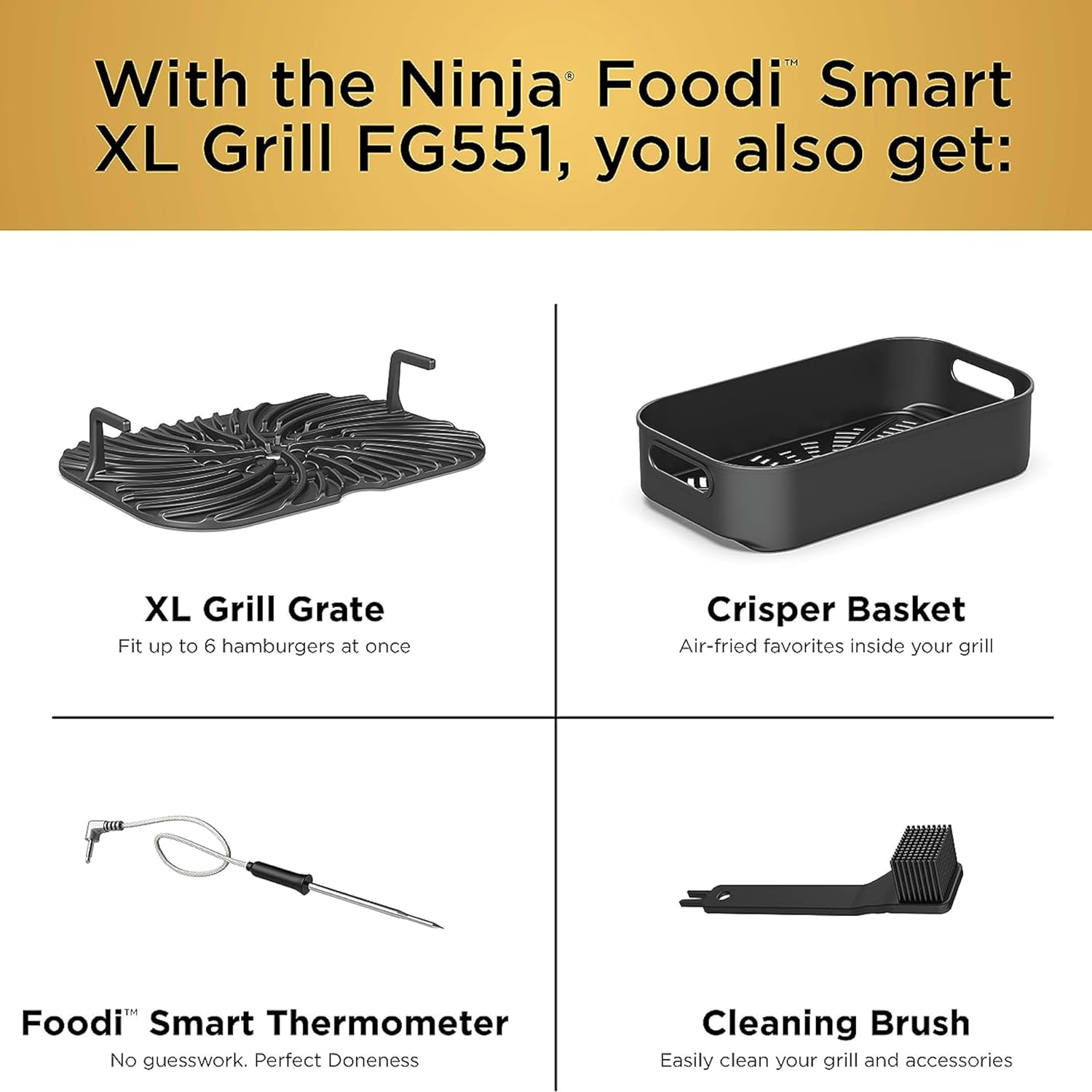 Ninja Foodi Smart XL 6-in-1 Indoor Grill with Air Fry, Bake, Roast, Broil, and Dehydrate, Smart Thermometer wourant