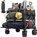 Double Decker Wagon 600lb Capacity & 400L Collapsible Sports Wagon with Big Wheels 54" Extended Utility Folding Cart wourant