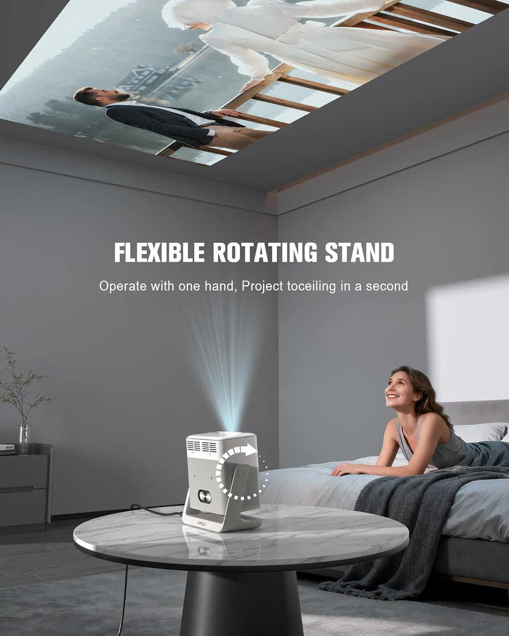 Smart Projector with WiFi and Bluetooth, VOPLLS Outdoor Projectors with Dolby/Auto Focus wourant