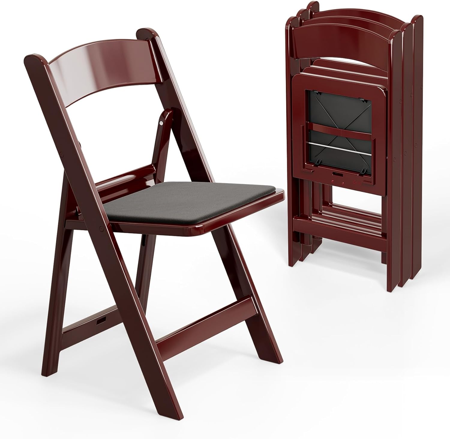 VINGLI Resin Folding Chair with Cushion Foldable Plastic Chair with Comfortable Cushioned Seat wourant