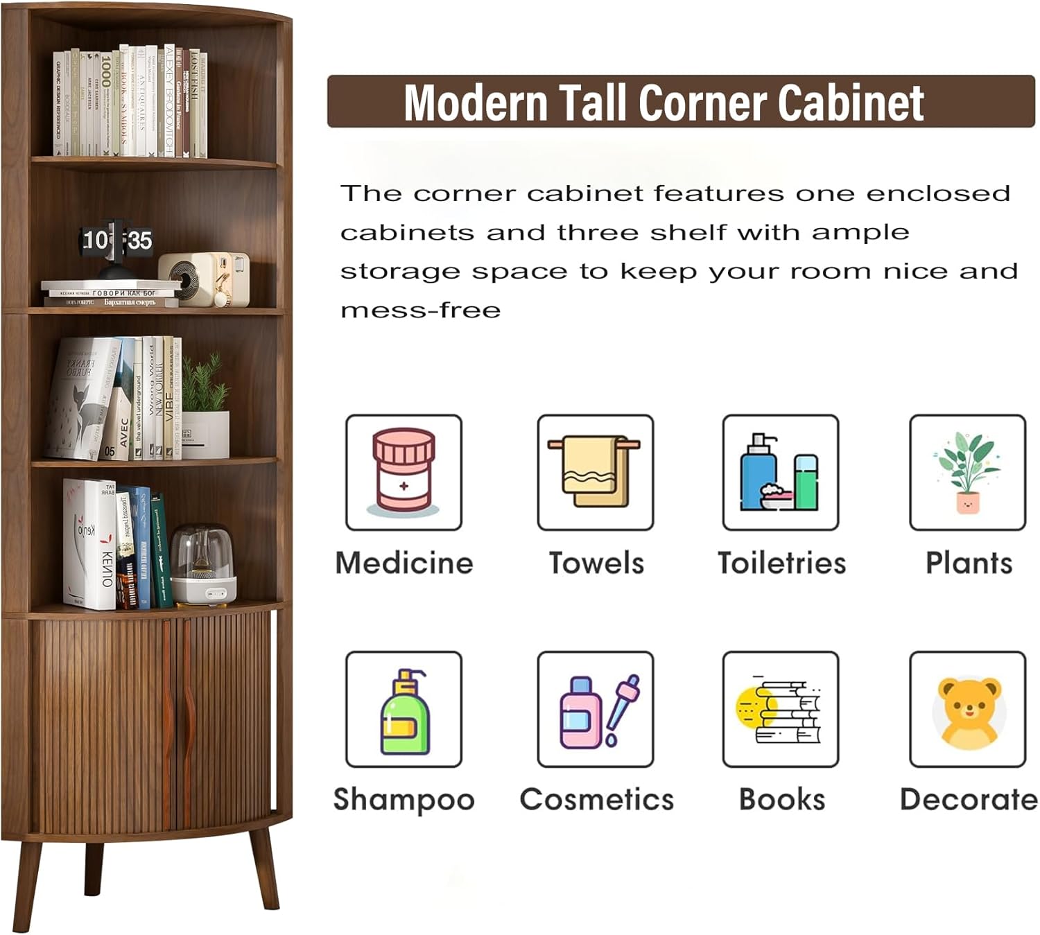 Corner Cabinet, 66.73'' Tall Modern Corner Bathroom Storage Cabinet wourant
