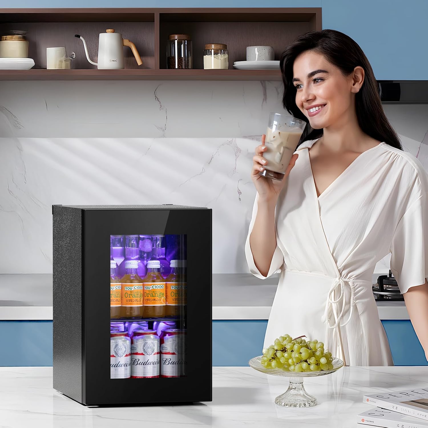 Antarctic Star Beverage Refrigerator Cooler 68 Can, Mini Fridge with Glass Door for Beer Drinks Wine,Freestanding Small Fridge with Electronic Temperature Control for Home and Bar,1.7 cu.ft wourant
