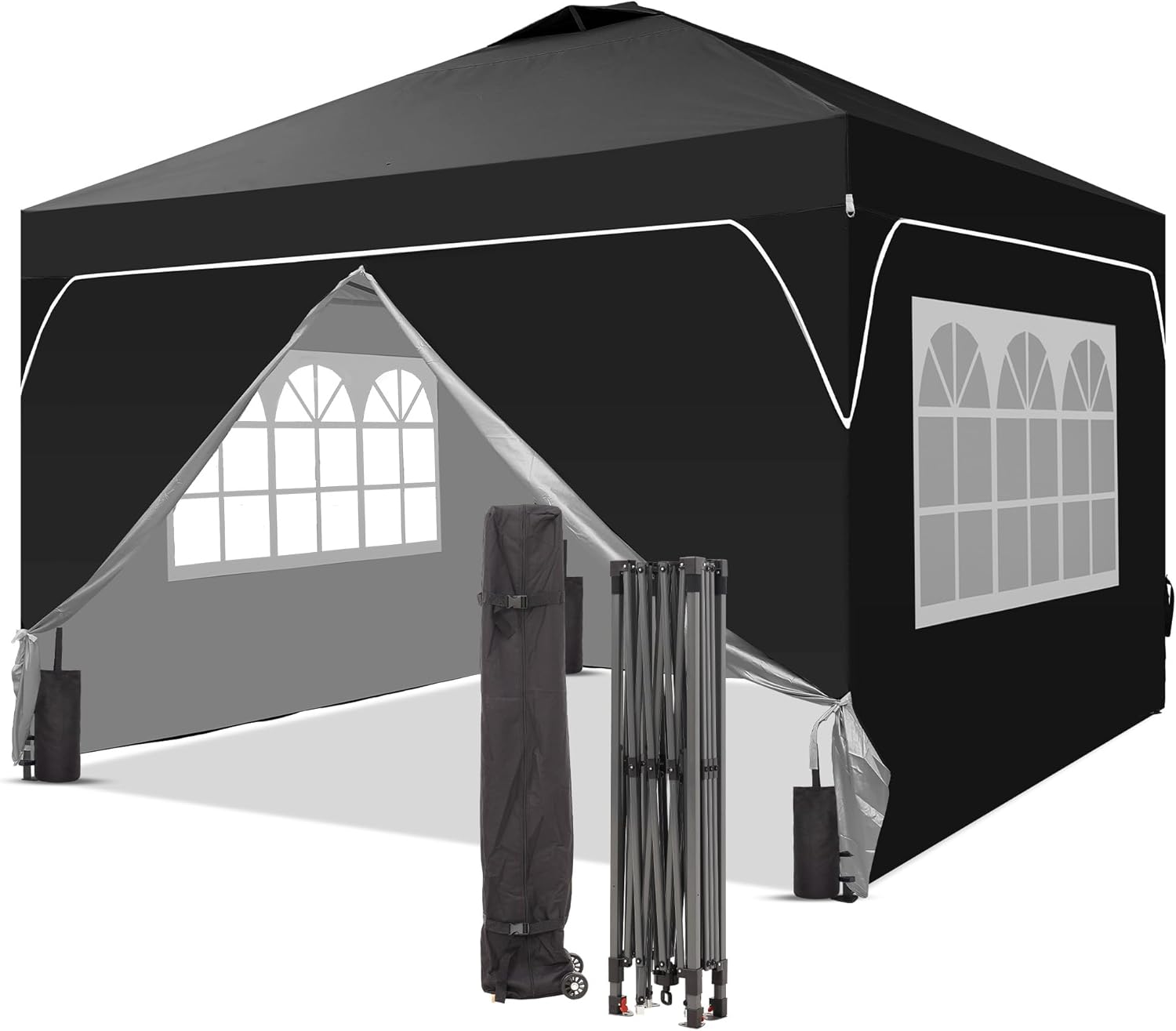 GDY 12x12 Pop Up Canopy Tent with 4 Sidewalls, Easy Set up with One Push Lift Gazebo wourant