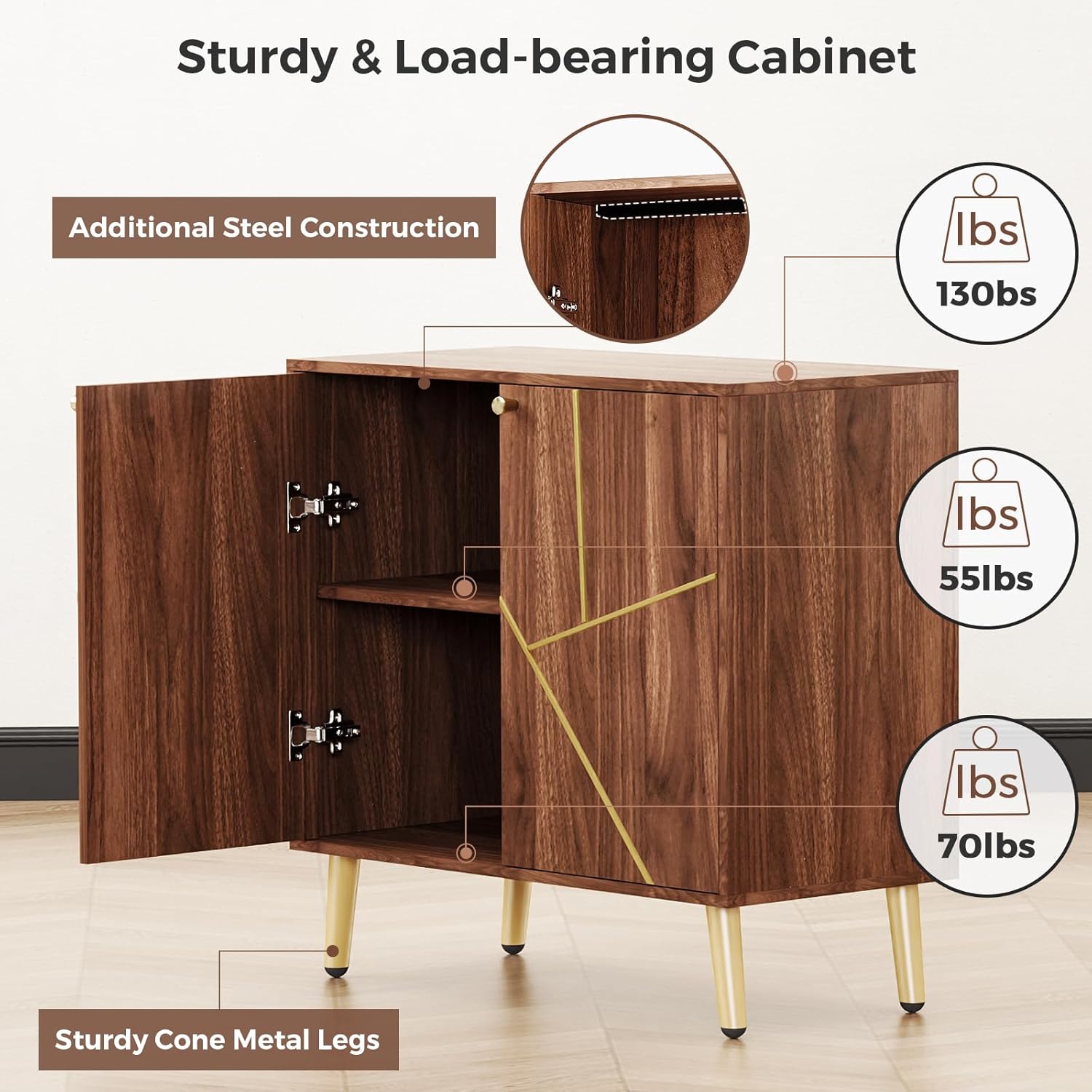 Free Standing Cabinet Black Wood for Living Room, Bedroom, Dining Room, Hallway, Entryway wourant