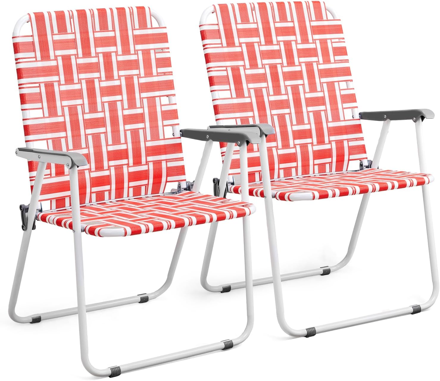 VINGLI Patio Lawn Webbed Folding Chairs Set of 2, Outdoor Beach Portable Lawn Chair Camping Chair Beach Chair wourant