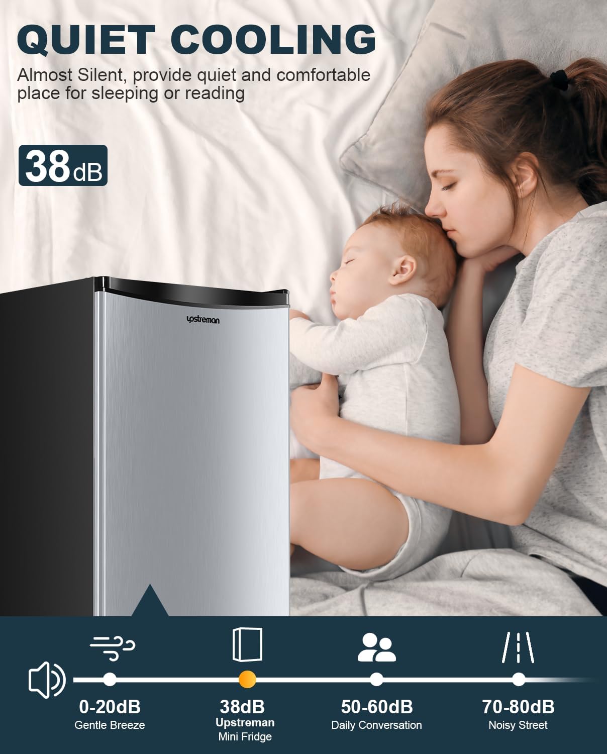 Upstreman 3.2 Cu.Ft Mini Fridge with Freezer, Single Door Mini Fridge, Dorm Fridge, Adjustable Thermostat, Mini Refrigerator for Bedroom, Office, Dorm, Black-BR321 wourant