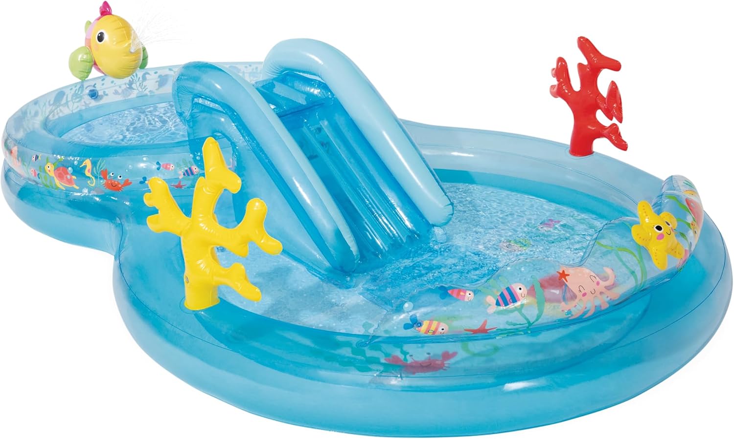 Intex 96" x 78" x 28" Inflatable Jungle Adventure Play Center Spray Kiddie Pool - Backyard Kids Water Slide, Outdoor Blow-Up Splash Pad for Toddlers wourant