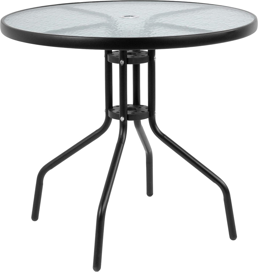 EMMA + OLIVER 6 Piece Brown Patio Garden Set with Umbrella Table and Set of 4 Folding Chairs wourant