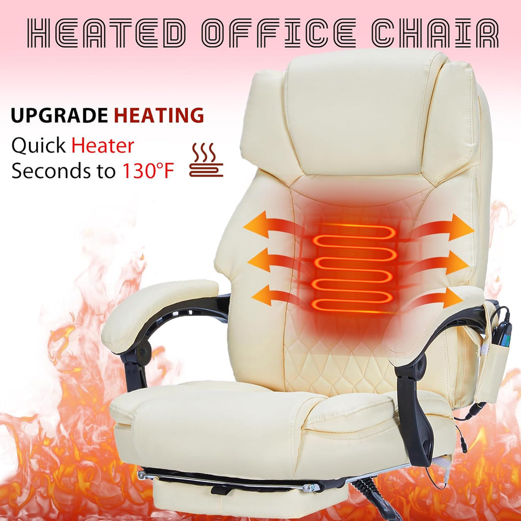 Massage Office Chair with Footrest 6 Point Vibration and Heating Home Executive Office Desk Chair wourant