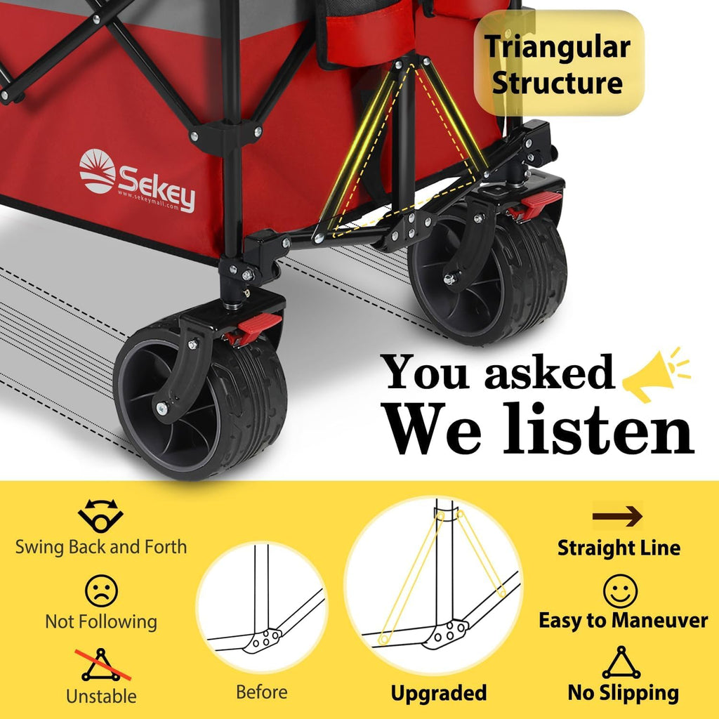 Sekey 48 Inch Long Foldable Extended Travel Cart, 440 Lbs Load Capacity, Heavy Duty 300 Liter Folding Multi-Purpose Garden Cart wourant