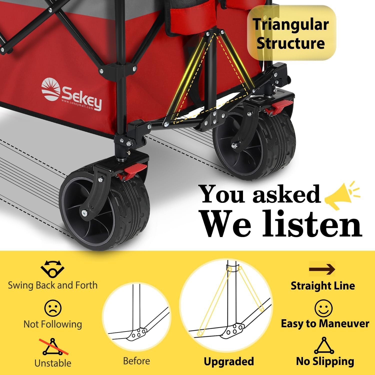Sekey 48 Inch Long Foldable Extended Travel Cart, 440 Lbs Load Capacity, Heavy Duty 300 Liter Folding Multi-Purpose Garden Cart wourant