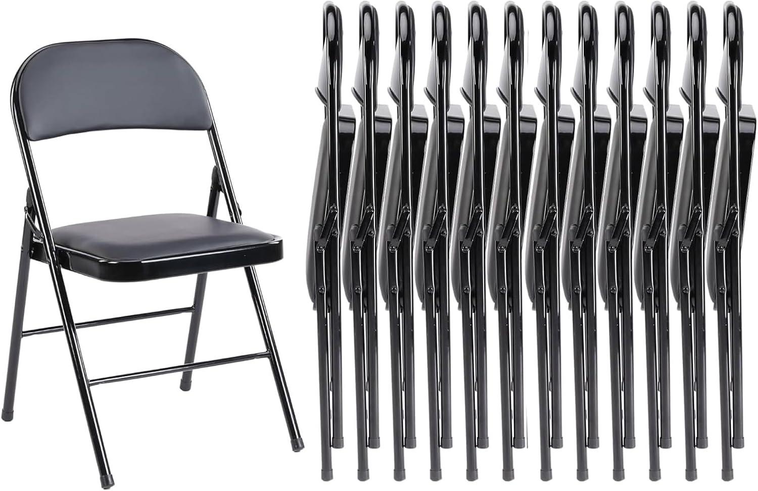 Sweetcrispy Folding Chair 12 Pack, Leather Padded Folding Chairs, Sturdy Metal Foldable Chairs wourant