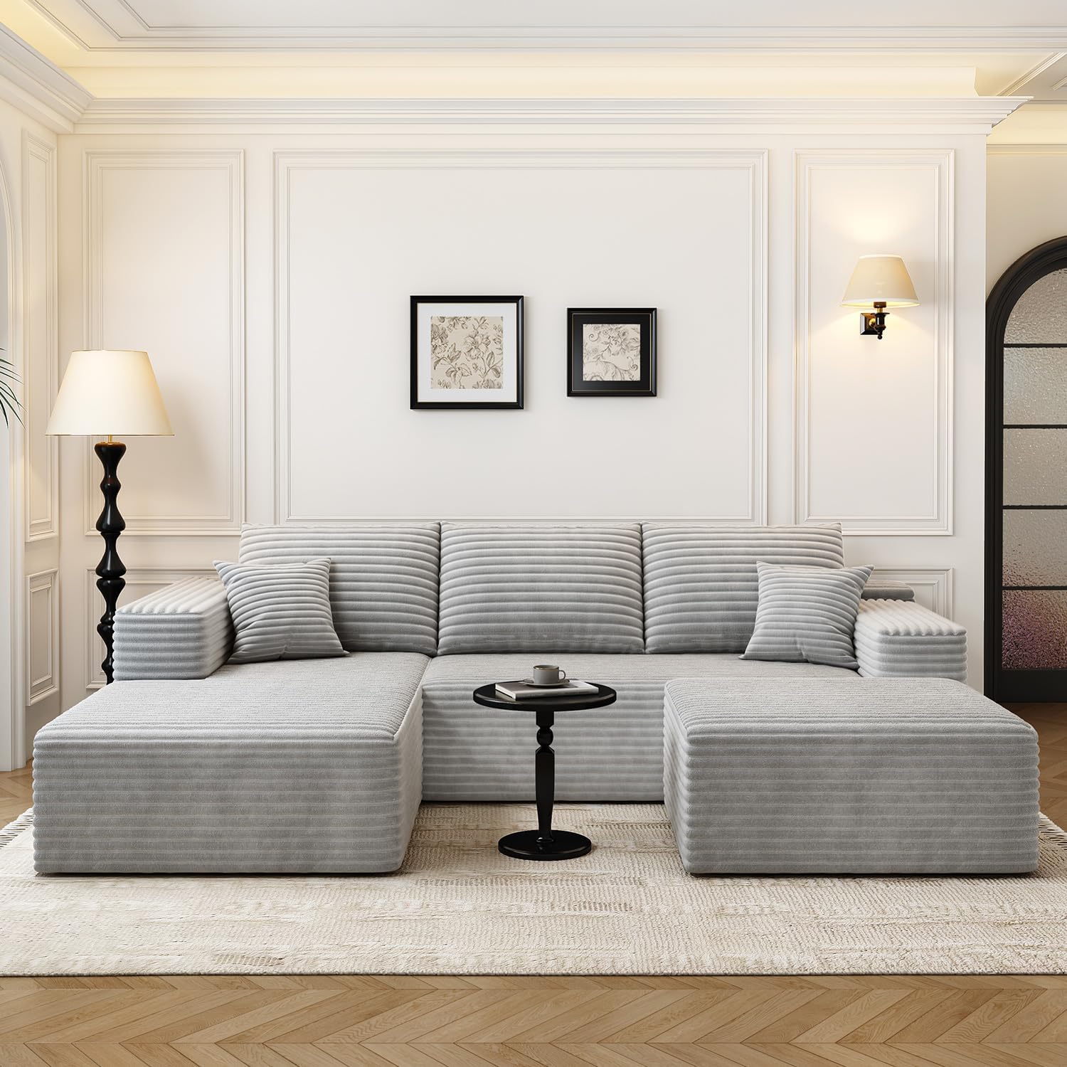107.5 inch Cloud Modular Sectional Sofa with L-Shaped Chaise Lounge, Modern Minimalist Upholstered Sofa Deep Seating Corner Sofa wourant
