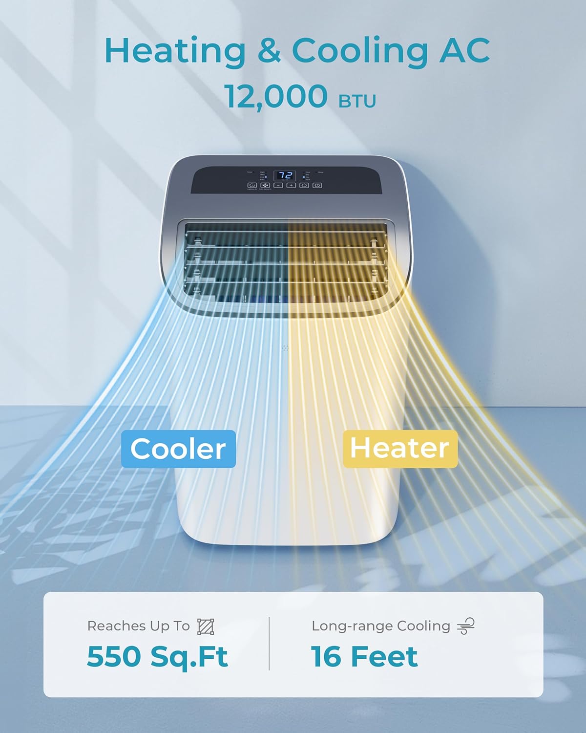 EUHOMY 8,000 BTU Portable Air Conditioners, 4-in-1 Portable AC Unit Up to 350 Sq.Ft, 4 Modes Quiet Air Conditioner with Remote Control, Cool, Fan, Dehumidifier, 24H Timer, Bedroom, Office, Apartments wourant