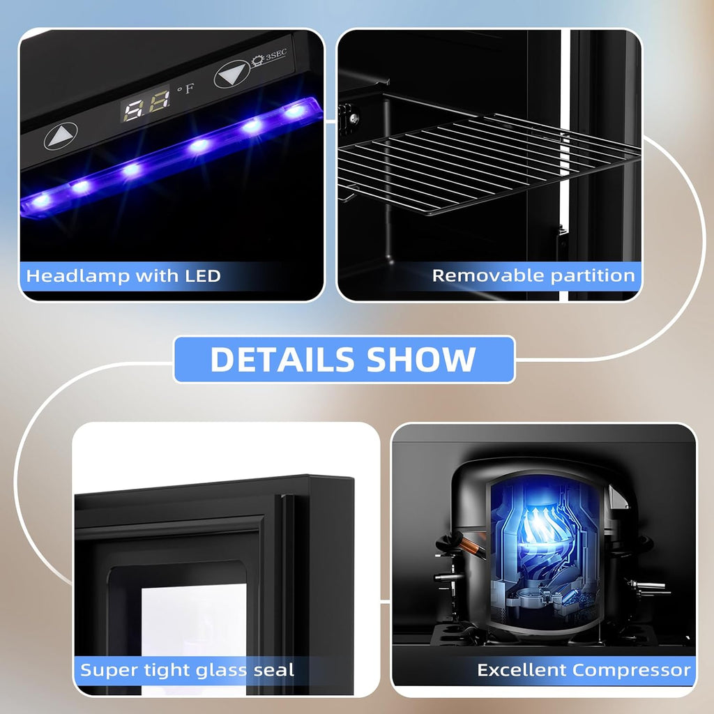 Antarctic Star 26 Bottle 130 Can Wine Cooler Cabinet Beverage Refrigerator Mini Wine Cellar wourant
