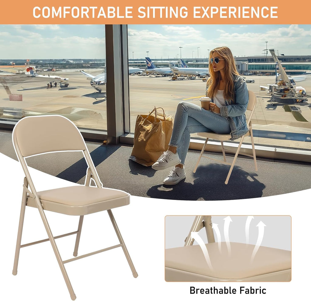 6 Pack Black Folding Chairs with Leather Chairs for Indoor and Outdoor Events Office Wedding Party Upholstered Chairs wourant