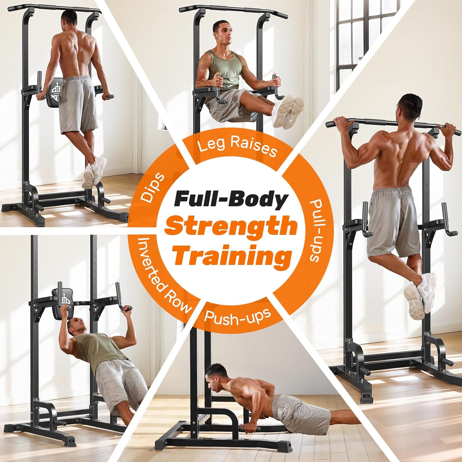Sportsroyals Power Tower Pulp Up Bar Station, 450 lbs stable suspended immersion tilt station wourant