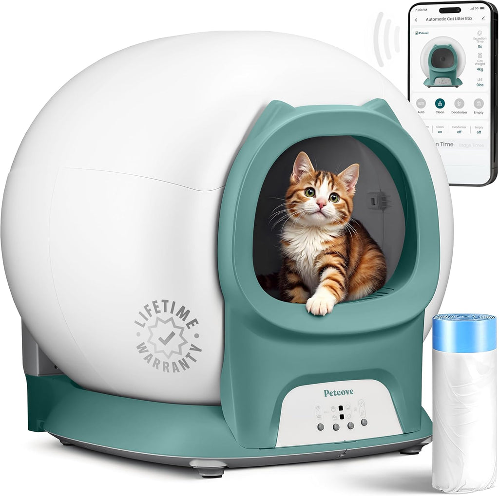 Self Cleaning Litter Box with Auto Safety Sensors for Multiple Cats - Automatic Cat Litter Box Self-Cleaning - Covered Odor Removal with APP Control - Compatible On All WiFi wourant