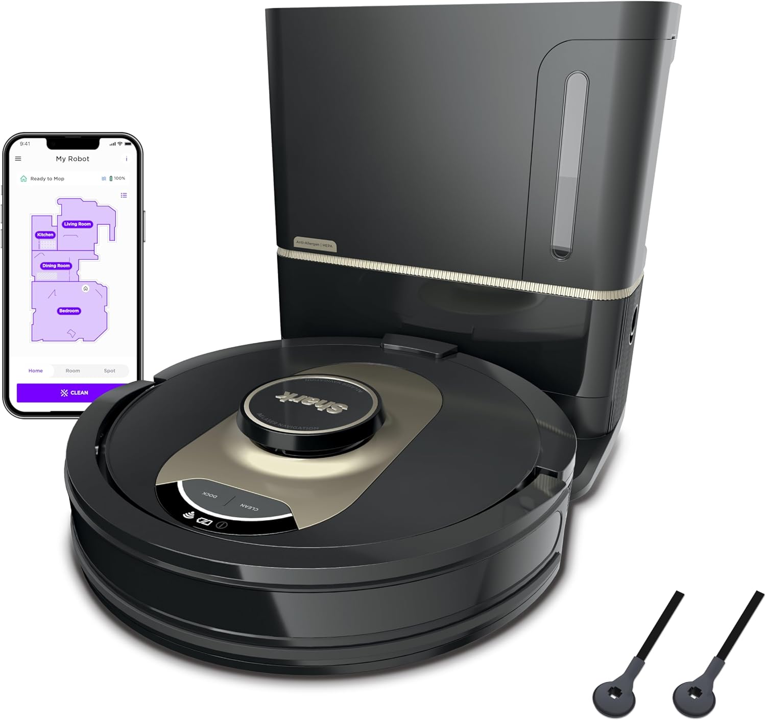 AI Robot Vacuum with XL HEPA Self-Empty Base, Bagless, 60-Day Capacity, LIDAR Navigation, Perfect for Pet Hair, Compatible with Alexa, Wi-Fi Connected, Carpet & Hard Floor, Black wourant