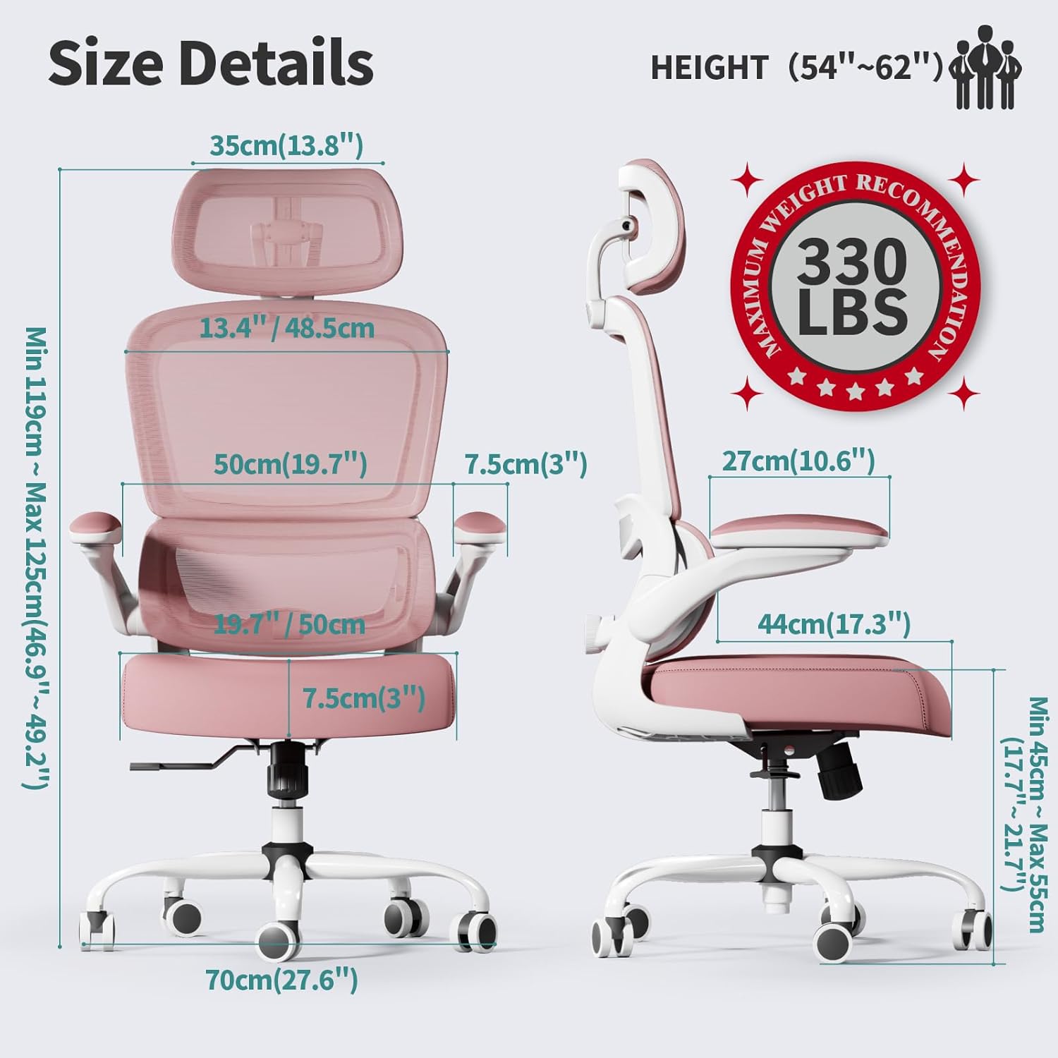 Office Chair Ergonomic Desk Chair, 330 lbs Home Mesh Desk Chair with Wheels, Comfortable Gaming Chair, High Back Office Chair wourant
