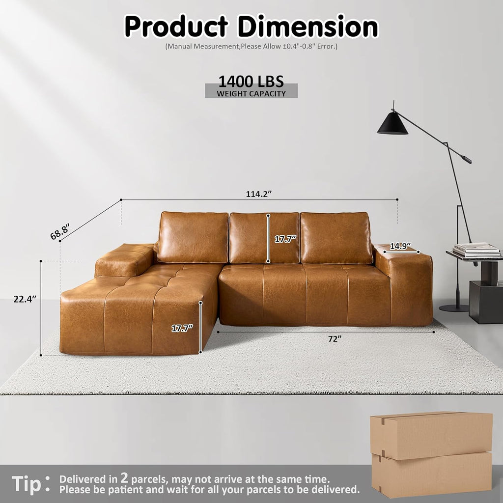 Ovios 104" Cloud Section Sofa L-shaped lounge chair, modern modular sofa wourant
