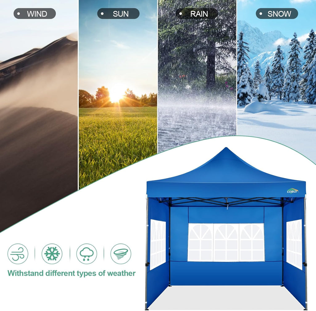 COBIZI 10x20 Heavy Duty Pop up Canopy Tent with 6 sidewalls Easy Up Commercial Outdoor Canopy Wedding Party Tents for Parties All Season Wind & Waterproof Gazebo with Roller Bag,Black(Frame Thickened) wourant