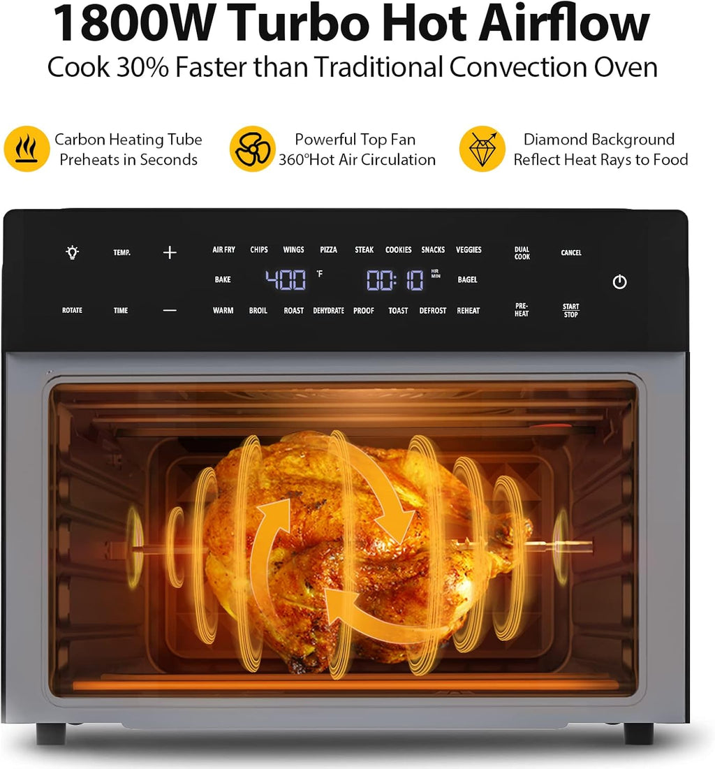 Beelicious 32QT Extra Large Air Fryer Toaster Oven Combo with Rotisserie and Dehydrator wourant