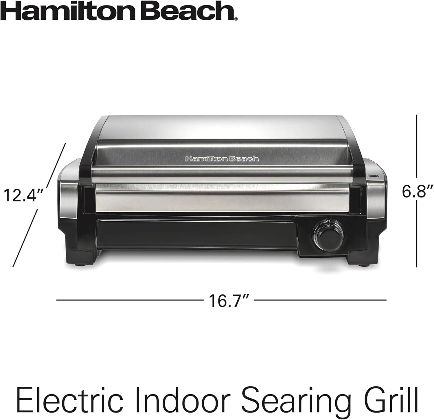 Indoor electric grill with viewing window, adjustable to 450°F, serves 6 people wourant