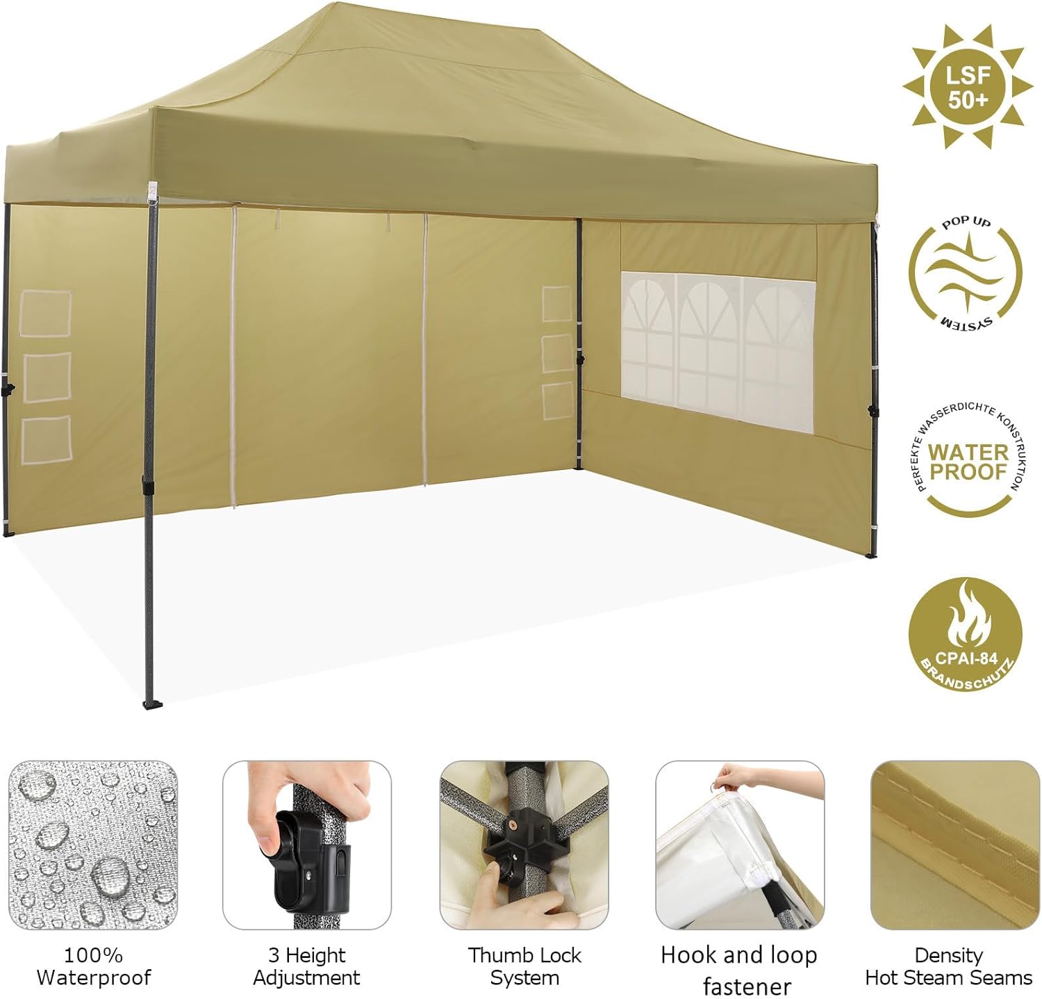 COBIZI 10x20 Heavy Duty Pop up Canopy Tent with 6 sidewalls Easy Up Commercial Outdoor Canopy Wedding Party Tents for Parties All Season Wind & Waterproof Gazebo with Roller Bag,Black(Frame Thickened) wourant
