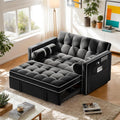 Pipishell 3 in 1 Convertible Sleeper Sofa Bed,Pull Out Couch for Living Room with USB Ports & Side Pockets,Adjustable Backrest,Velvet,Loveseat Sofa Bed,Futon Couches,Black wourant