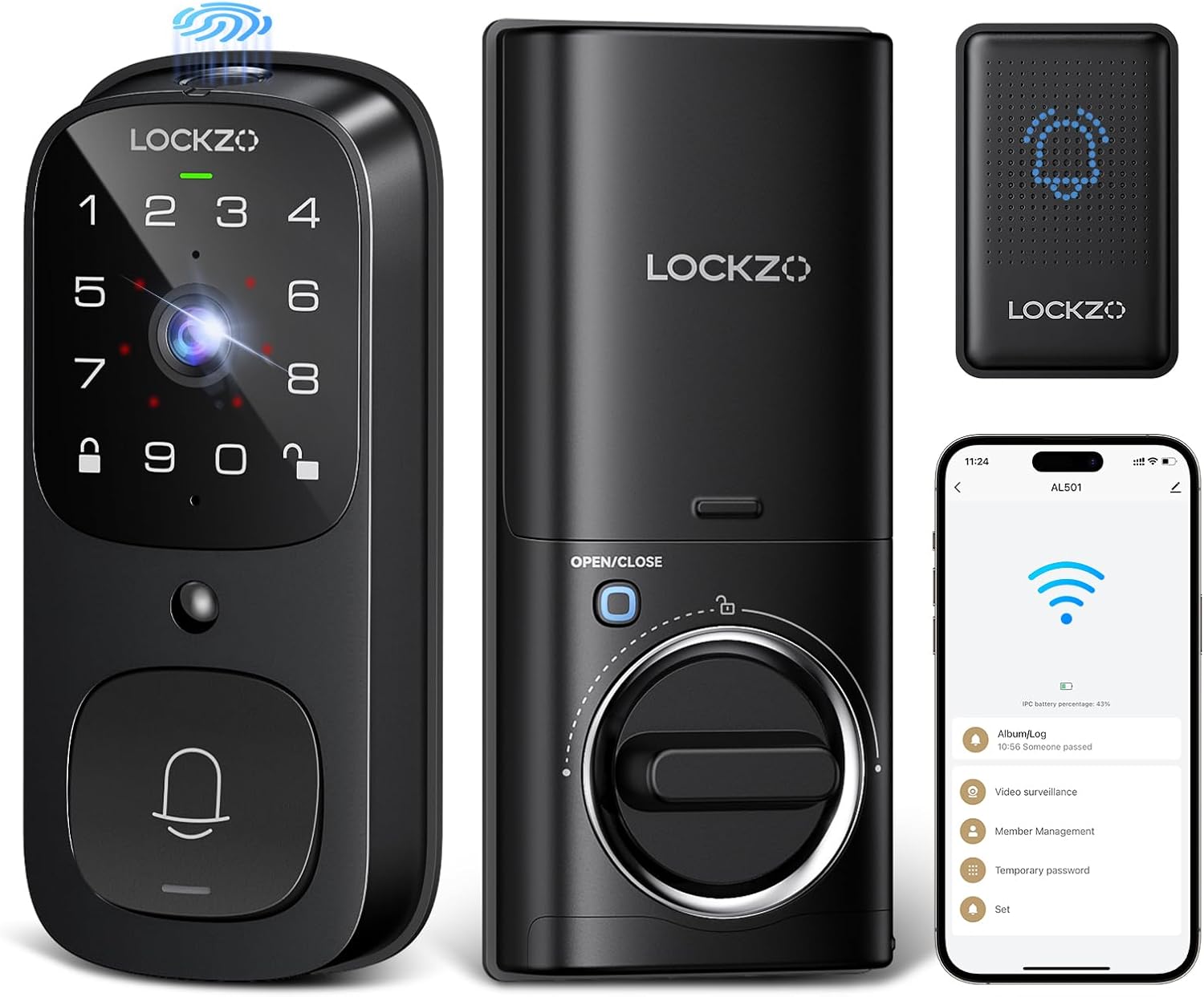 Video Smart Lock with Doorbell Keyless Entry Door Lock Built-in WiFi Camera Front Door Deadbolt Lock wourant