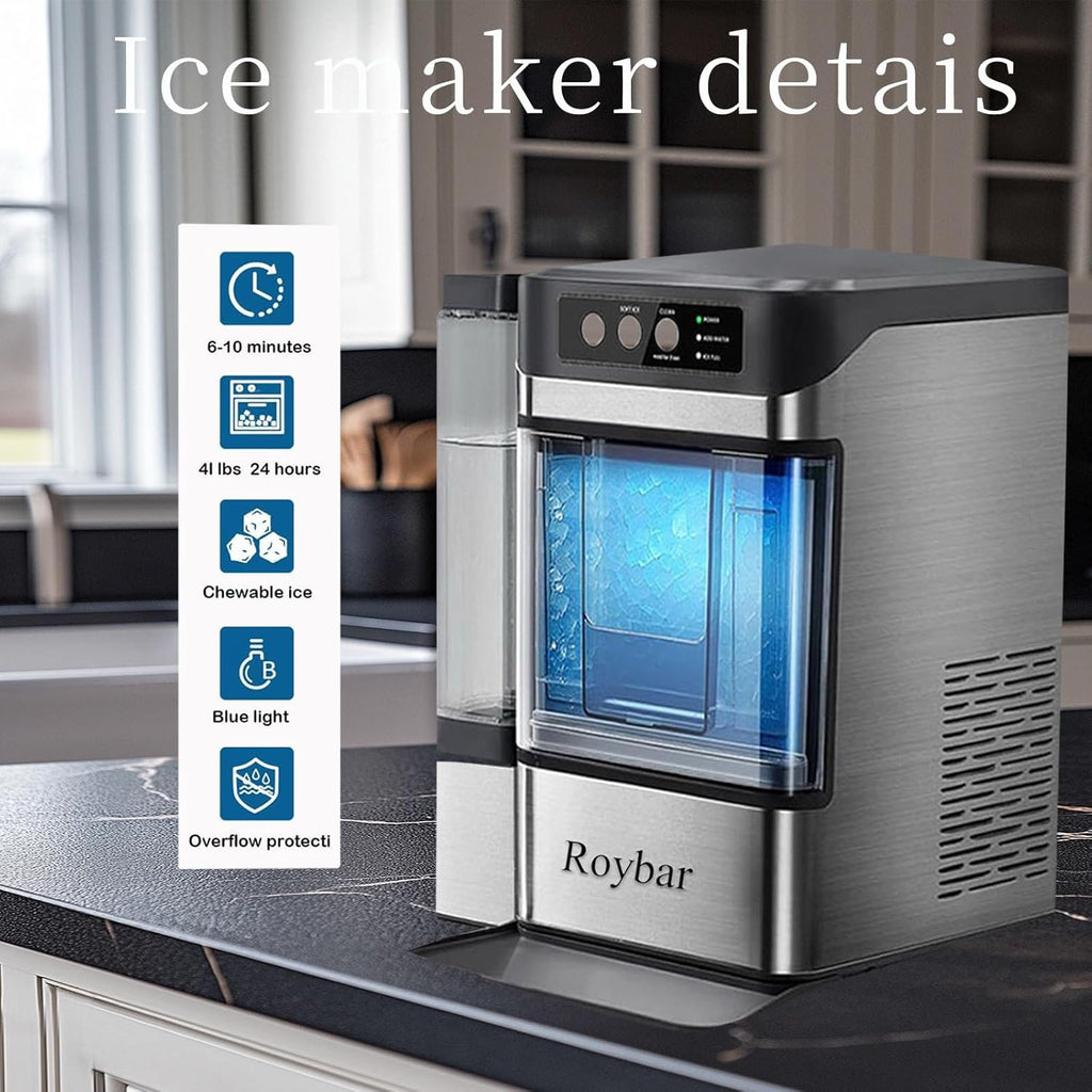 Large Capacity Ice Makers Countertop One-Click Operation Self-Cleaning Portable Ice Maker 41lbs/24H with There is A Detachable 3L Water Tank Ice Machine for Home,Bar,Office wourant