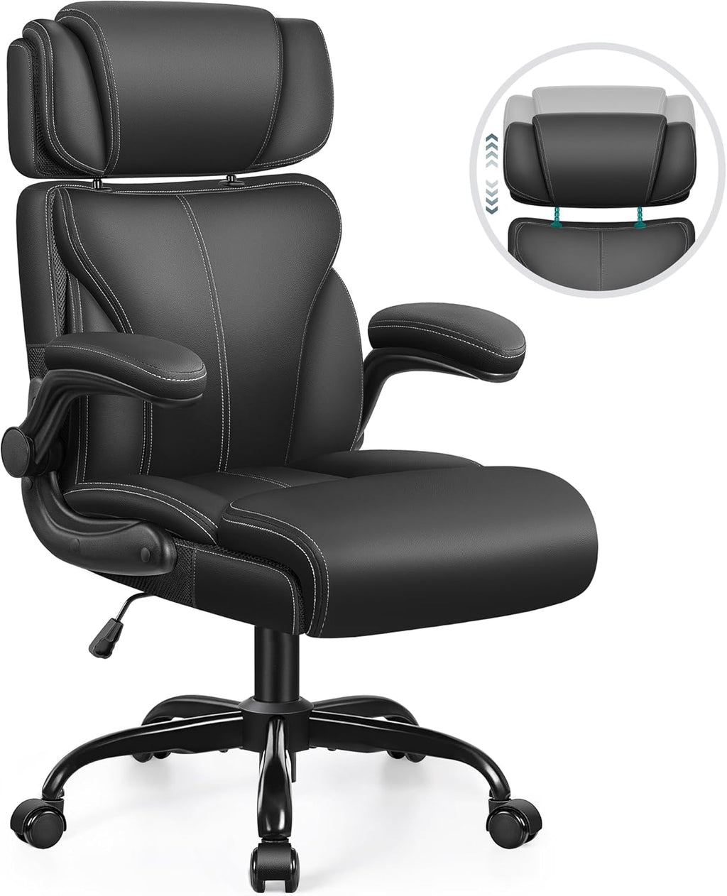 Office Chair Large High-Foot Computer Desk Chair, Breathable Leather Chair Lumbar Support Rotating Computer Chair wourant