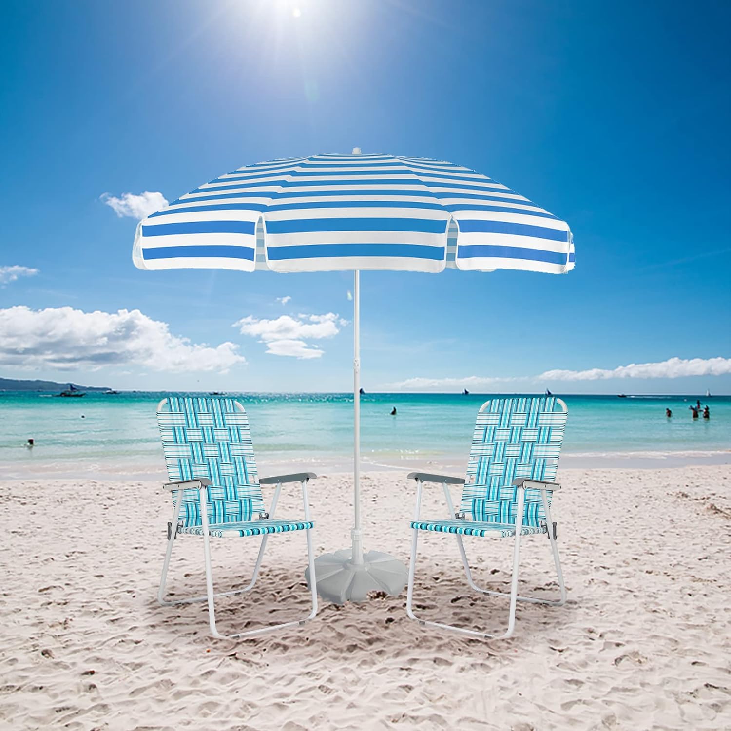VINGLI Patio Lawn Webbed Folding Chairs Set of 2, Outdoor Beach Portable Lawn Chair Camping Chair Beach Chair wourant