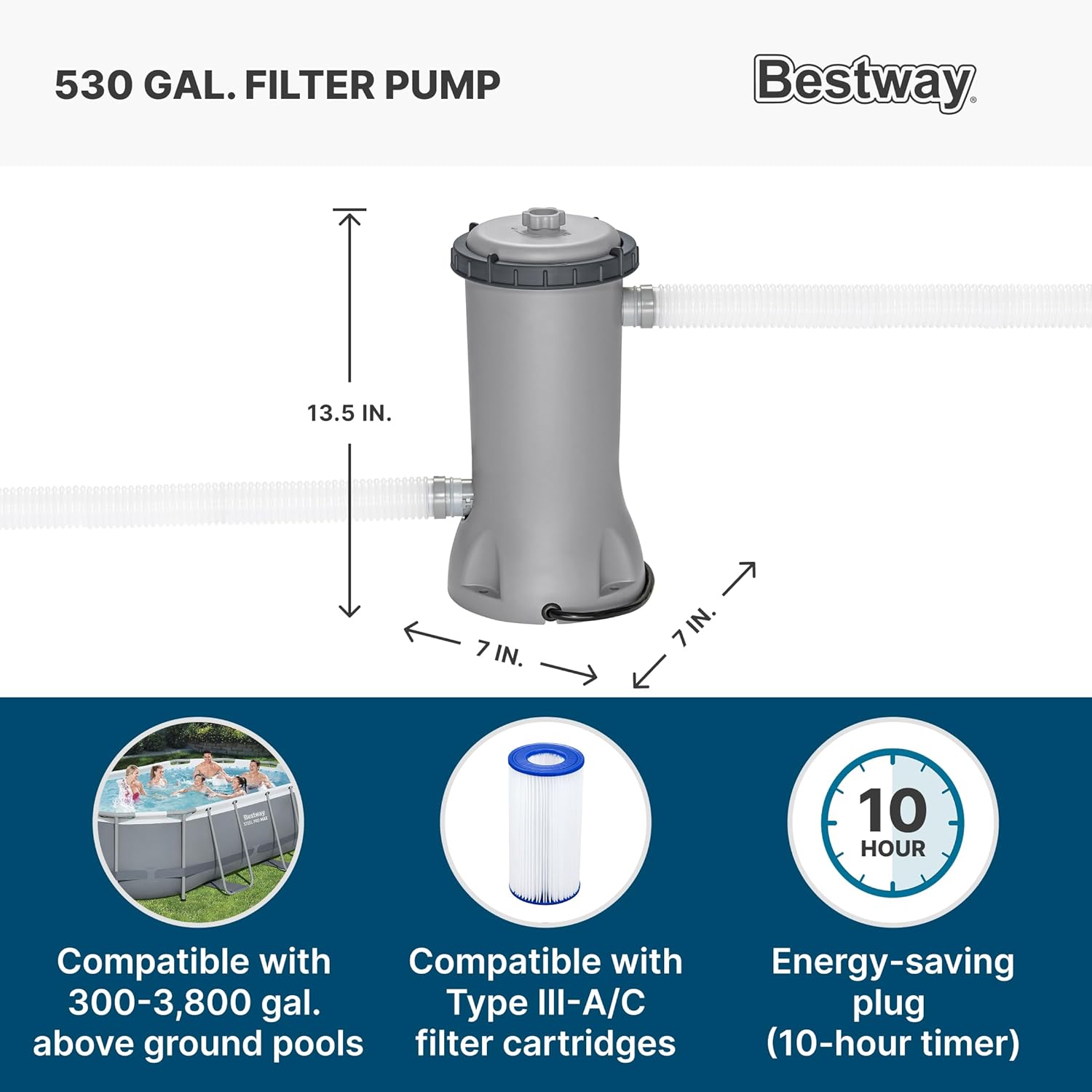Power Steel 14' x 8'2" x 39.5" Oval Above Ground Pool Set | Includes 530gal Filter Pump, Ladder, ChemConnect Dispener wourant