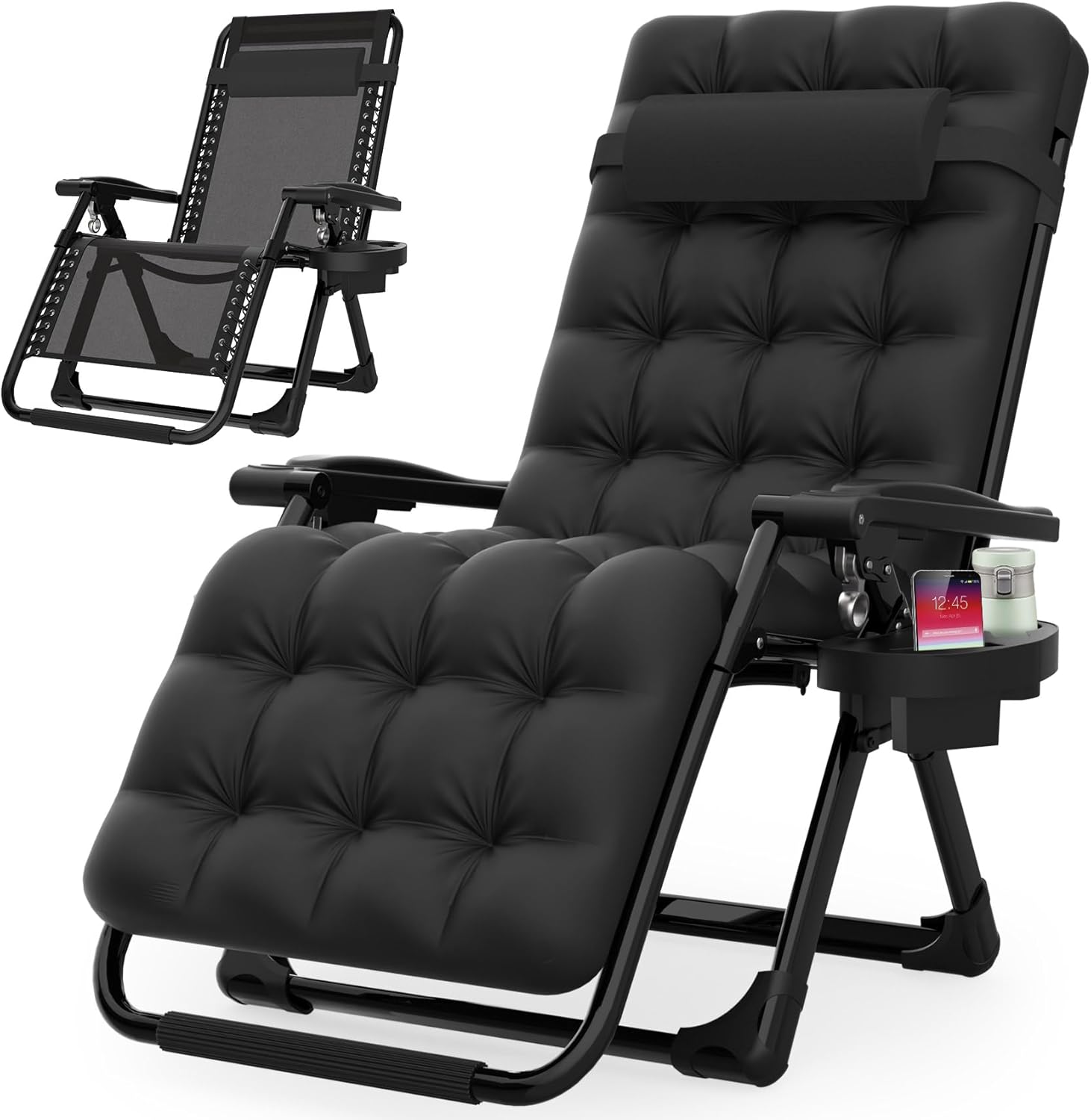 Indoor and outdoor patio chair folding lounge chair zero gravity chair with removable cushion camping lounge chair wourant