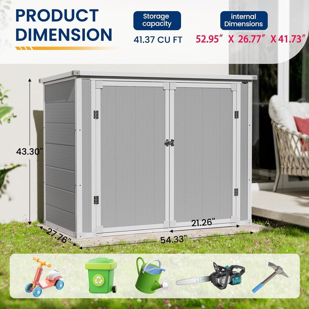 Amopatio 41 Cu Ft Horizontal Outdoor Storage Shed Resin Trash Can Storage Resin Shed wourant