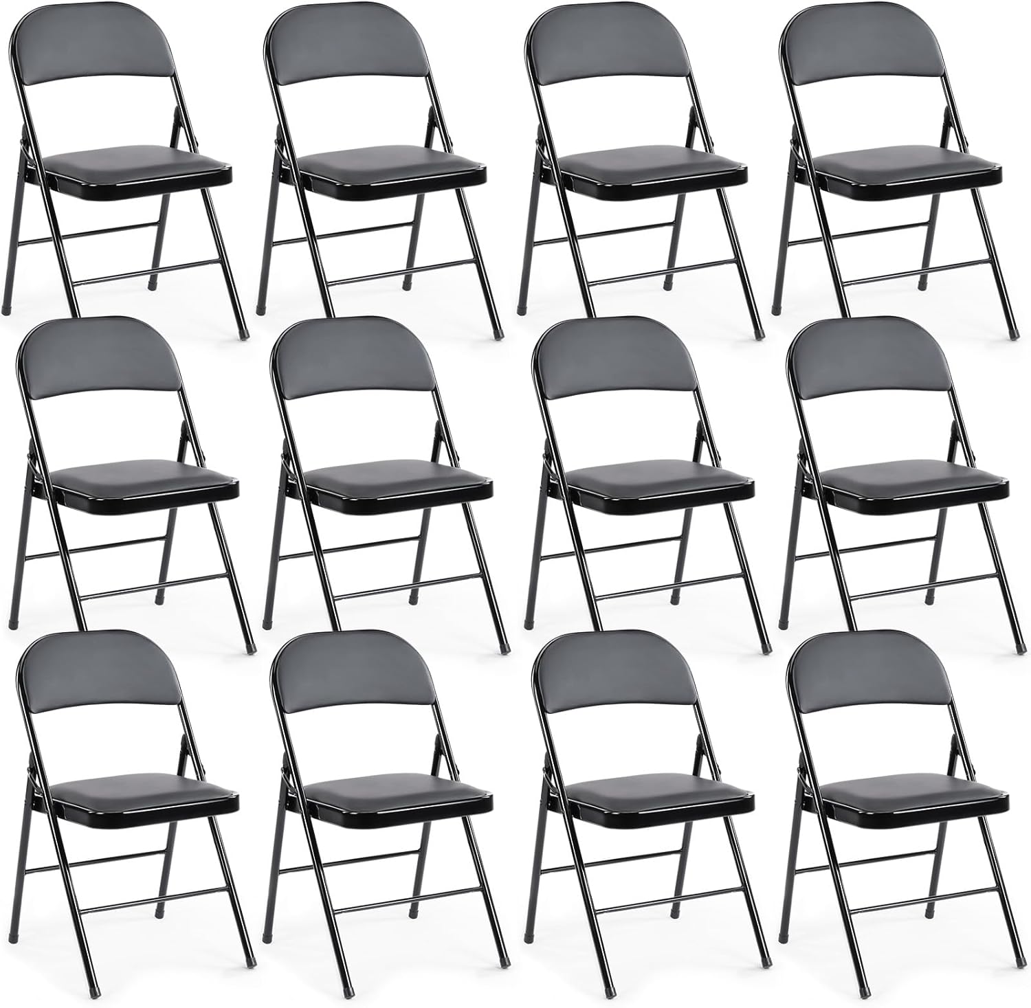 DUMOS 2 Pack Leather Padded Folding Chair, Indoor Outdoor Portable Stackable Commercial Seat wourant