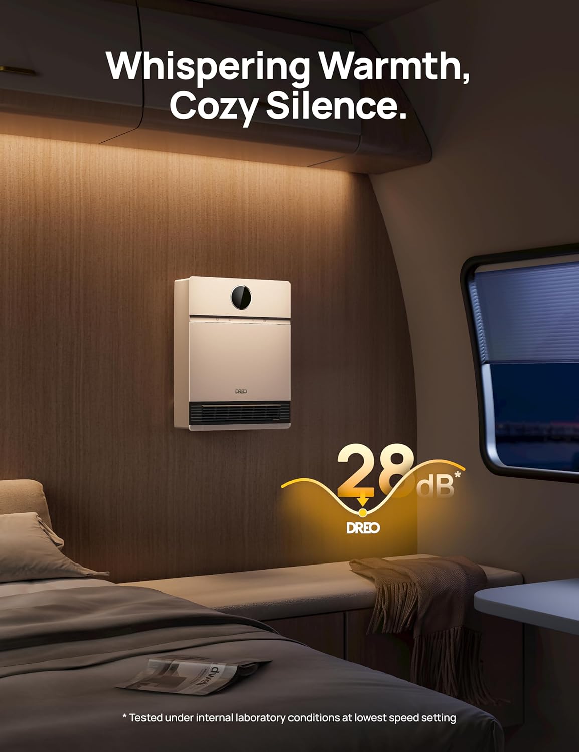 Dreo Smart Wall Heater, IP24 Electric PTC Space Heaters for Indoor Use, 30° Oscillation, Adjustable Thermostat, Remote Control, Works with Alexa, 24H Timer, Easy-mounted for Bedroom, Office, Home wourant