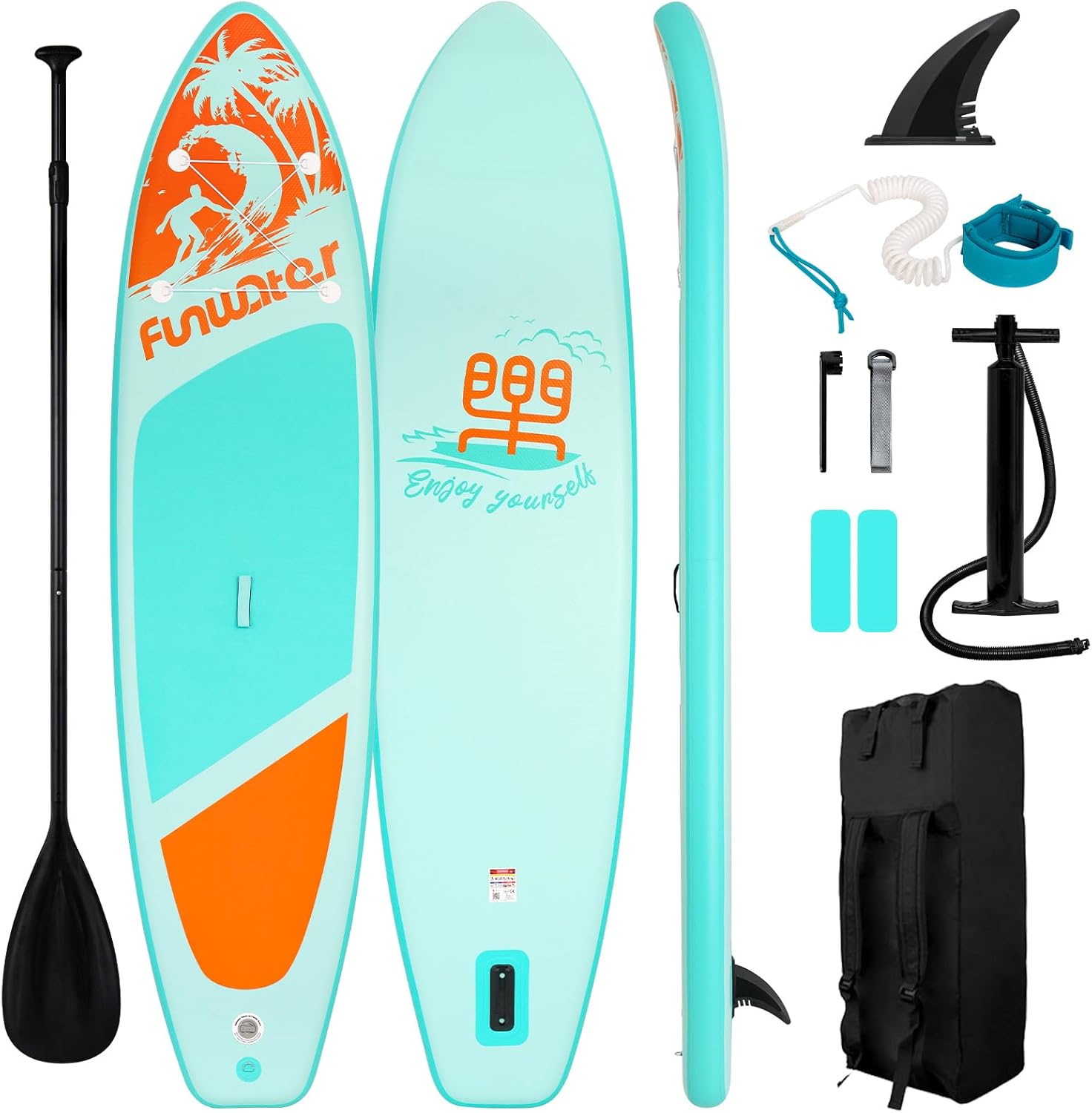 FunWater Inflatable Stand Up Paddle Board with Premium SUP Paddle Accessories, Non-Slip EVA Deck, 11'/10'6' Paddle wourant