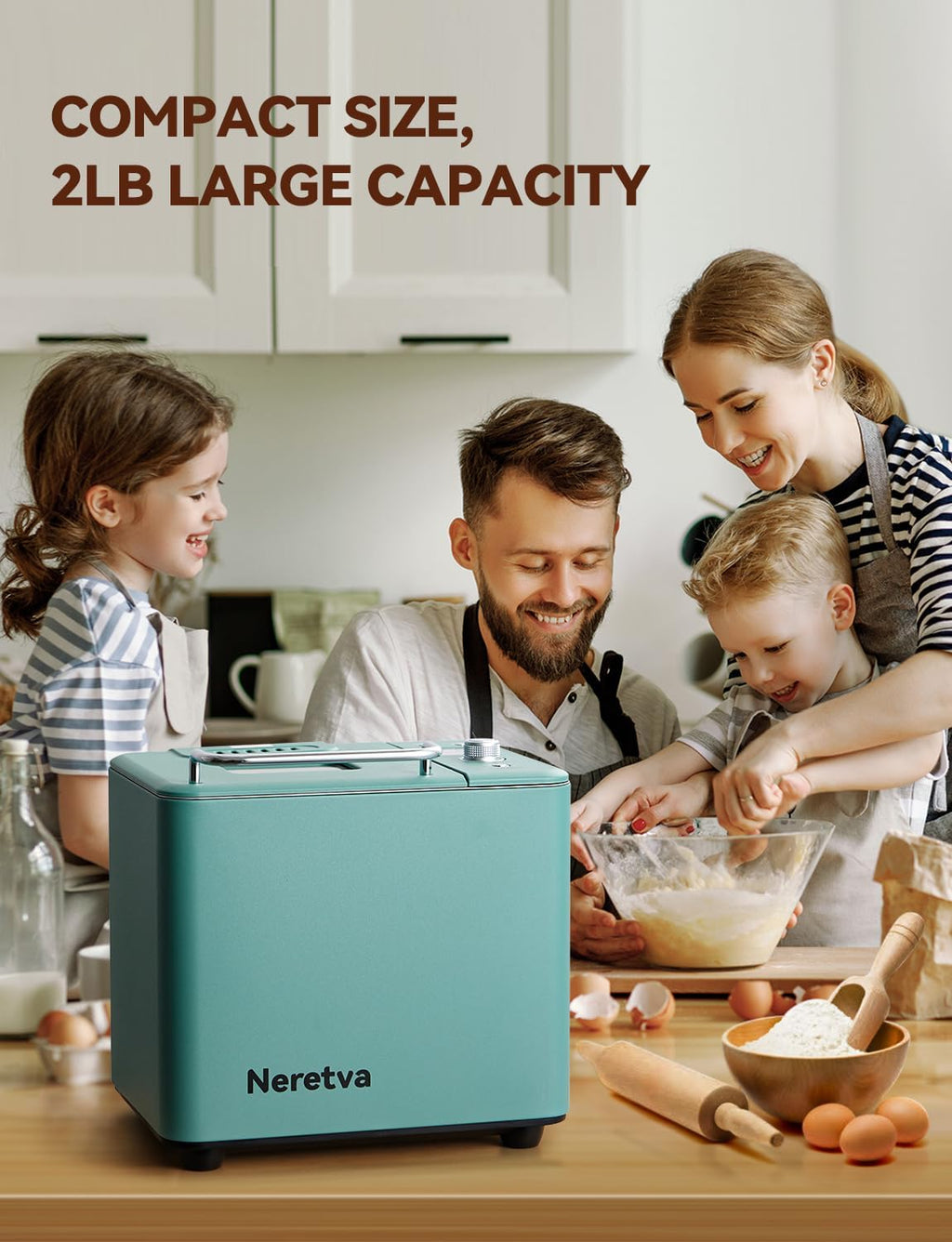 Neretva Bread Maker, 20-in-1 2LB Bread Maker Dual Heater Bread Maker Automatic with Non-Stick Ceramic Pan wourant