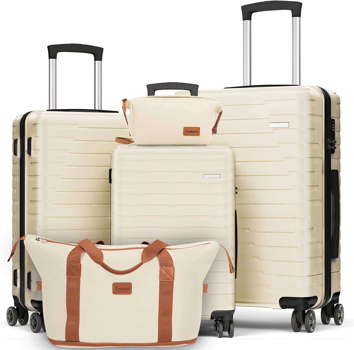 5-piece luggage set with wheels, ABS hardshell suitcase with spinner wheels wourant