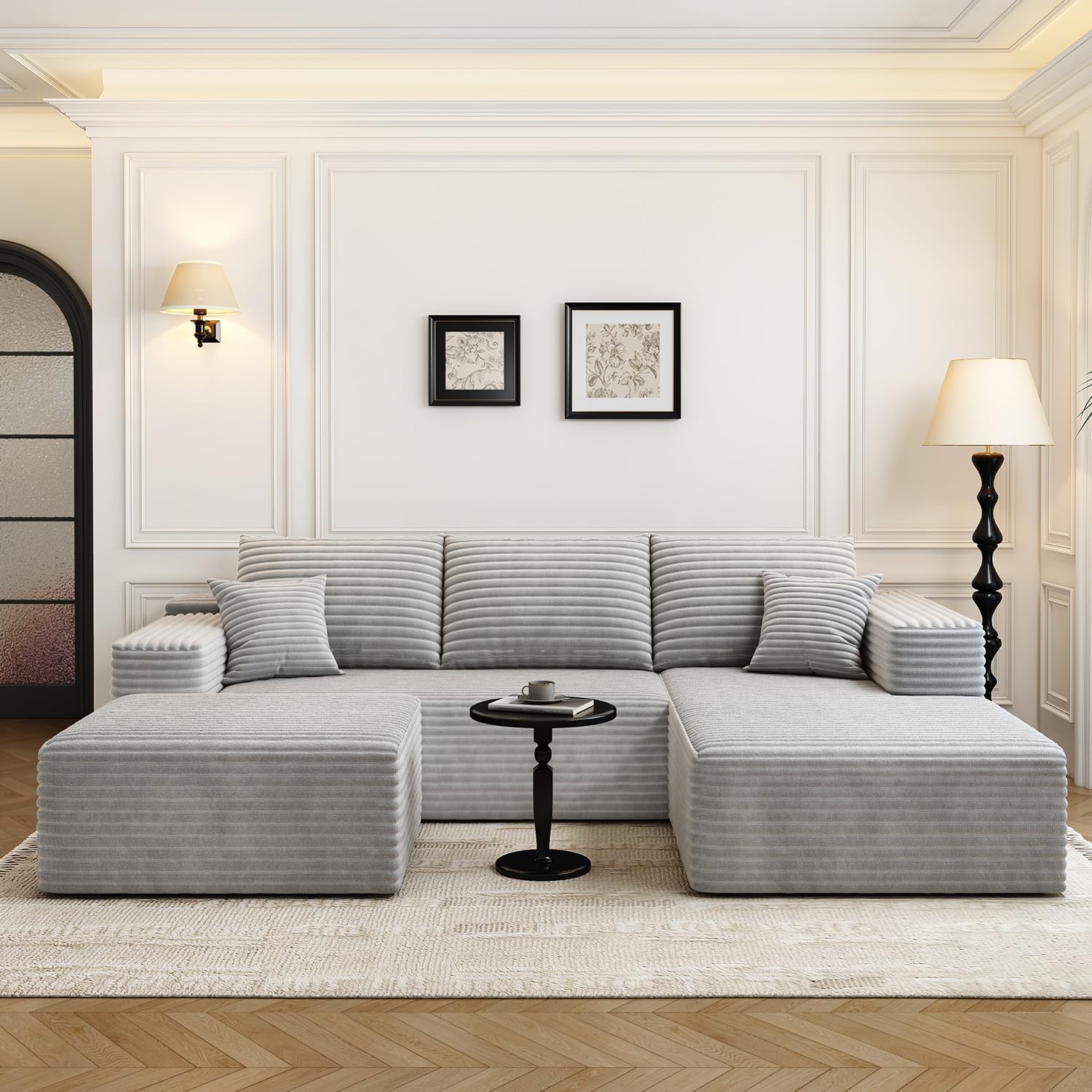 107.5 inch Cloud Modular Sectional Sofa with L-Shaped Chaise Lounge, Modern Minimalist Upholstered Sofa Deep Seating Corner Sofa wourant