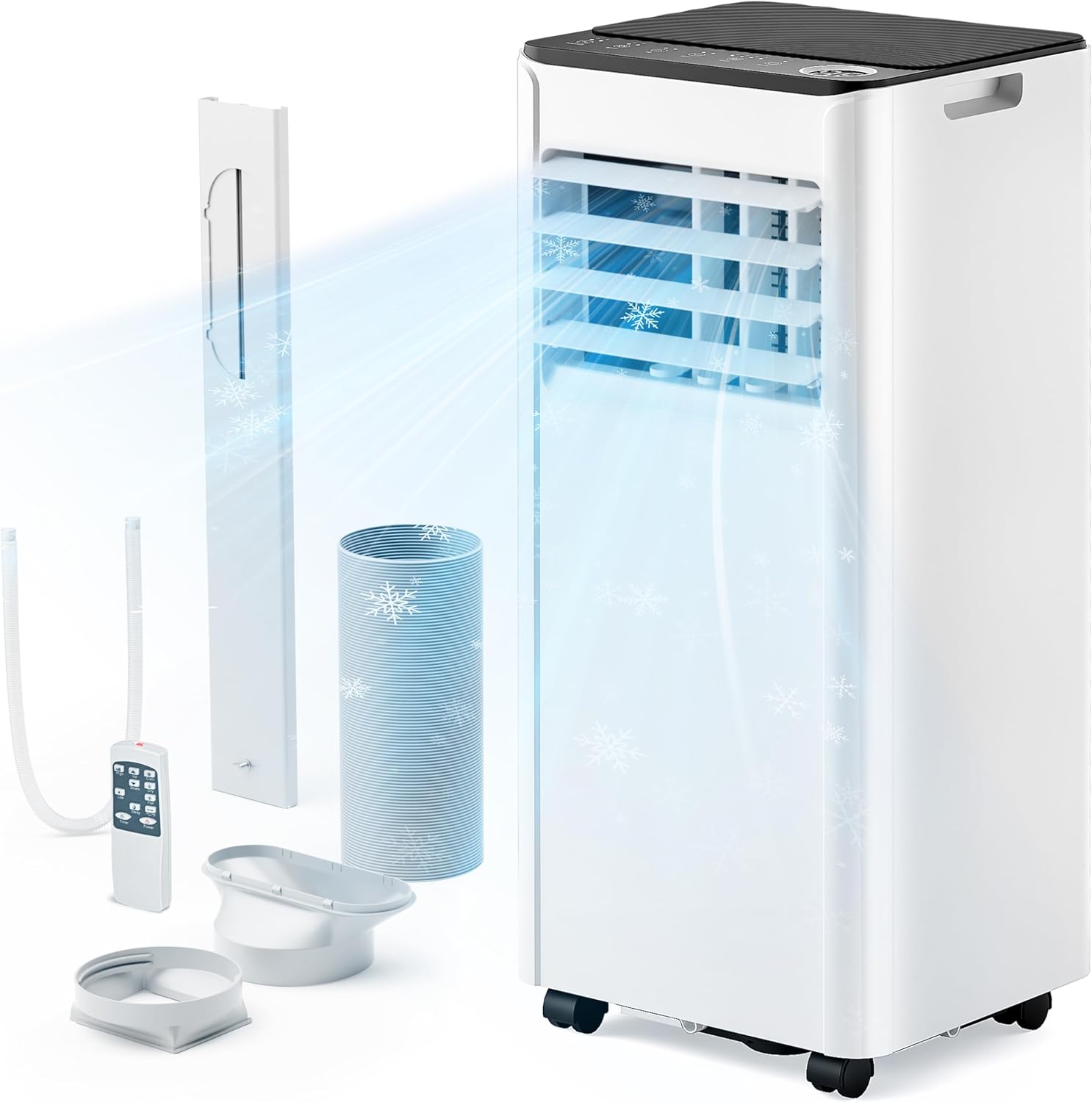 EUHOMY 8,000 BTU Portable Air Conditioners, 4-in-1 Portable AC Unit Up to 350 Sq.Ft, 4 Modes Quiet Air Conditioner with Remote Control, Cool, Fan, Dehumidifier, 24H Timer, Bedroom, Office, Apartments wourant