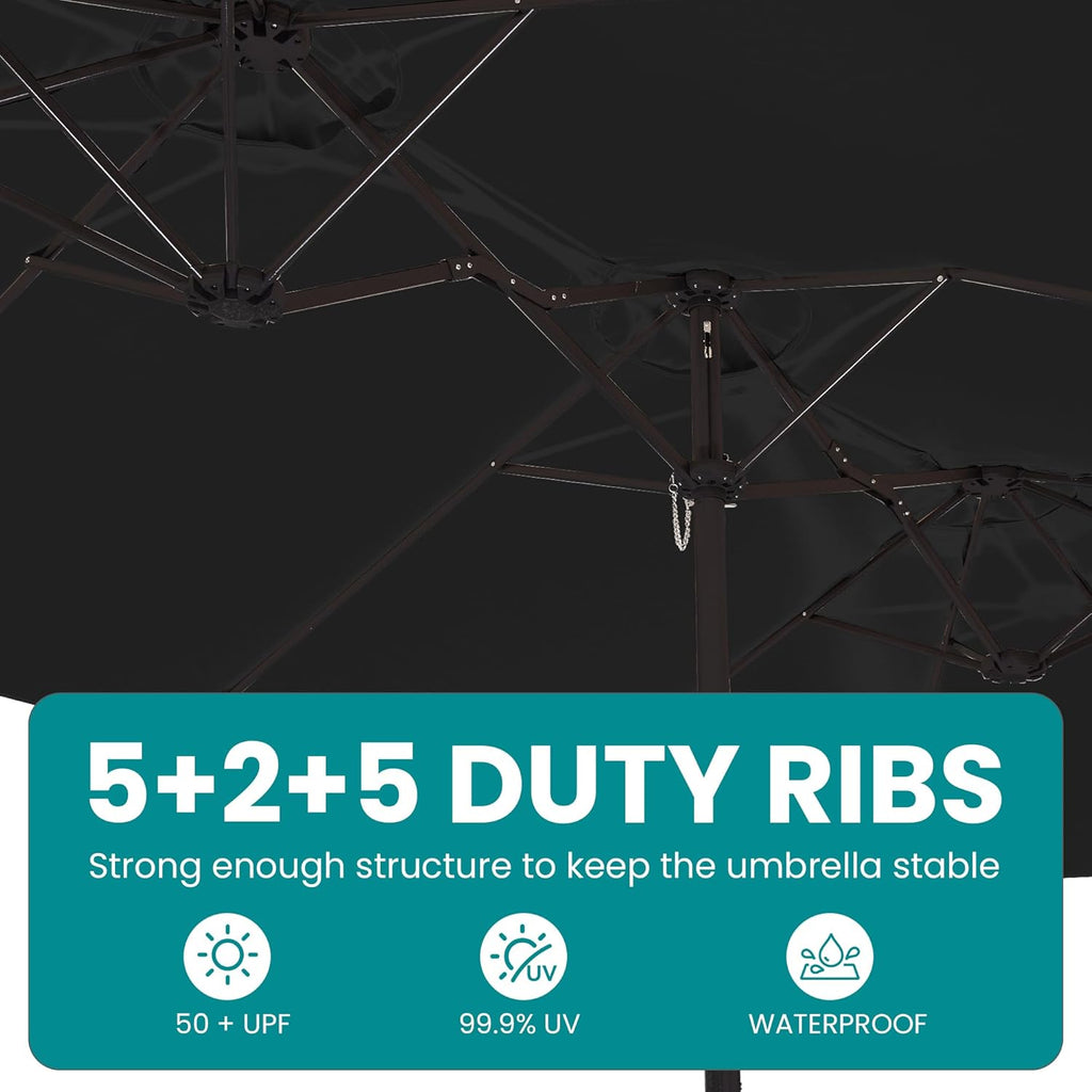 Outdoor HDPE Dining Table Set, 7-Piece Outdoor Dining Table Sets with Umbrella Hole Cut-Out Table and 6 Chairs wourant