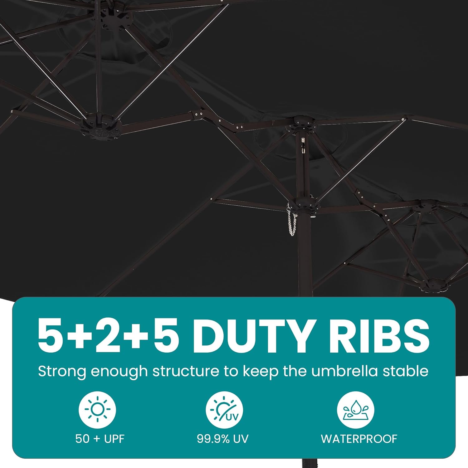 Outdoor HDPE Dining Table Set, 7-Piece Outdoor Dining Table Sets with Umbrella Hole Cut-Out Table and 6 Chairs wourant