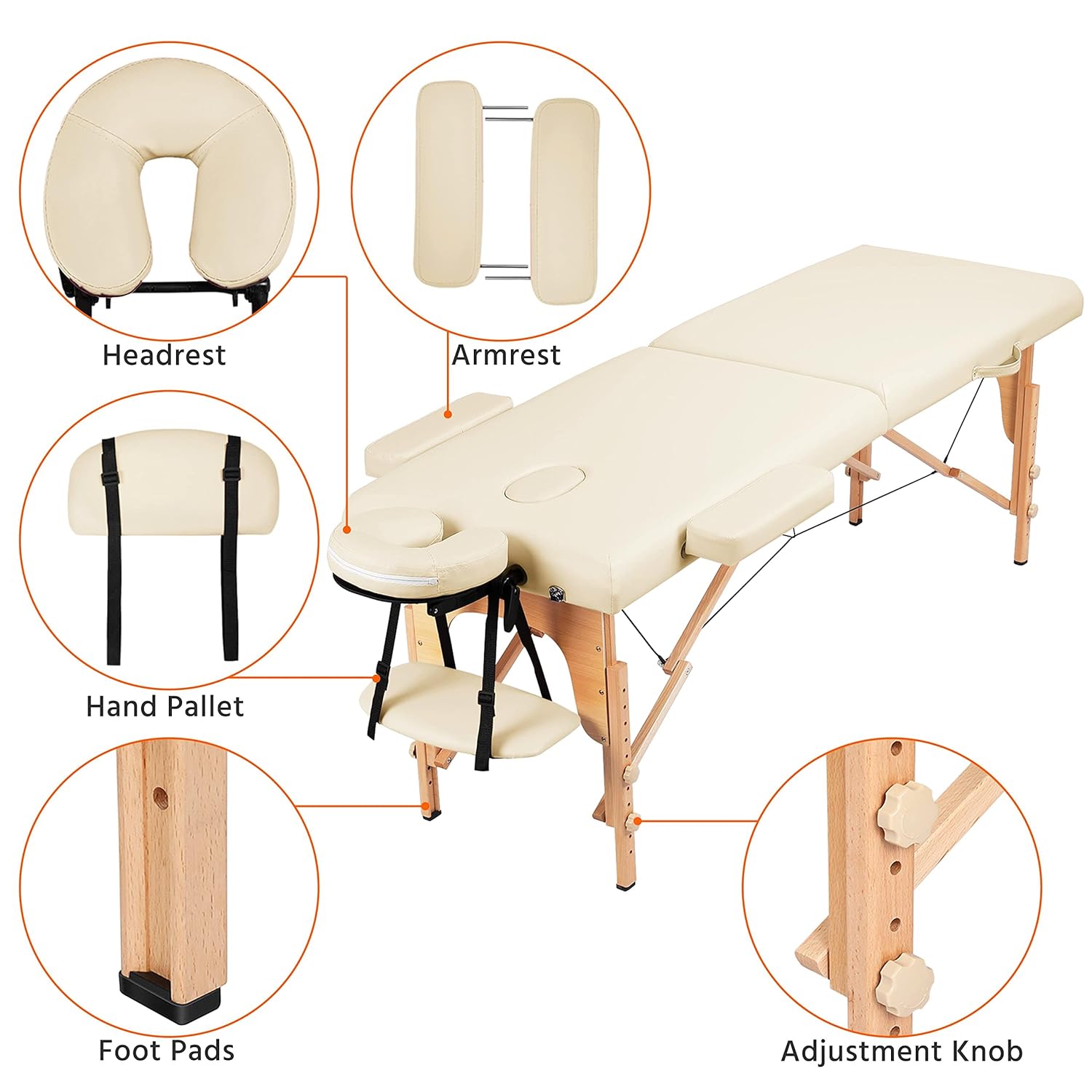 Yaheetech Massage Table Portable Lash Beds Spa Bed Massage Couch Foldable Spa Tables Adjustable 2 Fold with Non-Woven Bag 24 inch, Black wourant